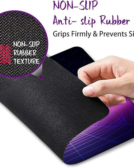 Neon Wireframe Sunset Mountain Mouse Pad Square Mouse Mat Non-Slip Rubber Base Mousepad with Stitched Edge, Portable MousePads for Desk Computers Laptop Office, 9.5x8 Inches
