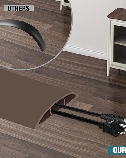 Floor Cord Cover, Cable Protector, 0.63W x 0.31H inches, Wire Cover for Extension Cords, Floor Cable Covers Prevent Cable Trips (Brown, 50-10 Feet)