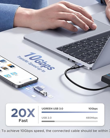 UGREEN USB to USB C Adapter & USB C to USB Adapter Combo 4-Pack, 10Gbps Type C USBC Adapter Compatible with MacBook, iPhone 17/16/15, iPad, Samsung Galaxy, Apple Watch