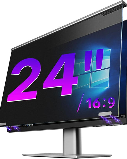 OMOTON Computer Privacy Screen for 24 Inch 16:9 Aspect Ratio Computer Monitor, Magnetic Privacy Eye Protection Anti Glare Blue Light Shield Filter, Hanging Removable Anti-Scratch Protector Film