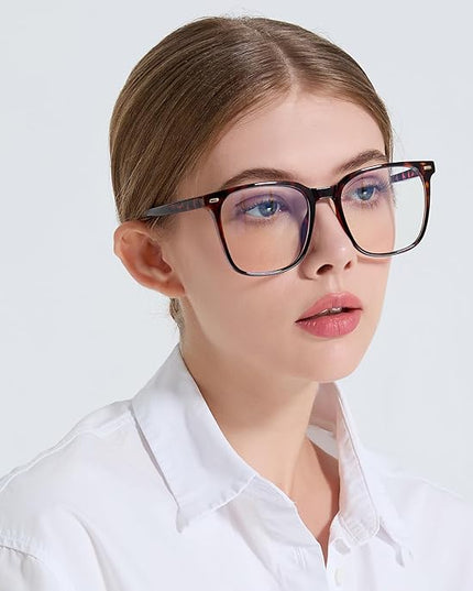 MACJERO Oversized Square Blue Light Blocking Glasses for Women Men, Anti-Fatigue Computer Monitor Gaming Glasses Reduce Eye Strain(((Brown Tortoise)