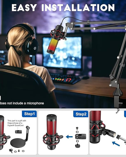 Microphone Arm,Aokeo AK-35 Microphone Desk Stand-Microphone Suspension Boom Scissor Arm Stand For Blue Yeti,Blue Snowball iCE,QuadCast,Elgato
