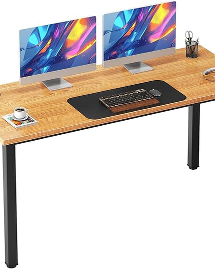Need 54.3 Inch Large Computer Desk, Modern Simple Style Desk for Home Office, Basic Writing Table for Study Student, Teak