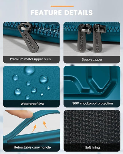 DOMISO 14 inch Laptop Sleeve with Handle Shockproof Computer Bag Waterproof EVA Protective Carrying Case for 14" ThinkPad E480/Yoga 920/13.5" Microsoft Surface Book/HP Pavilion 14 Stream 14, Teal