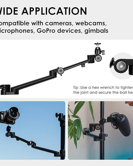TARION Modular Desktop Camera Mount - 19"/48 cm DSLR Desk Arm with 1/4" Screw Ballhead 360 Degrees Adjustable - Compatible with 35 mm Rods - Titanrig Arm Z