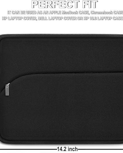 Laptop Case 14 inch, Slim Portable Monitor Protective Cover with Front Pocket, Traveling Computer Carrying Bag Laptop Sleeve Compatible for MacBook Air/Pro, HP, Dell, Lenovo, Acer, Black