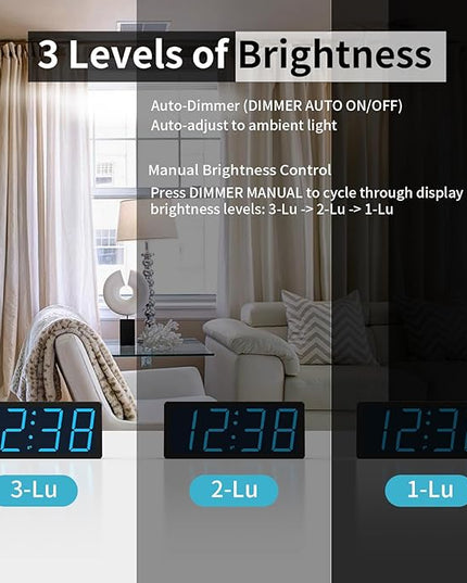 KWANWA Digital Alarm Clock with Auto Dimmer, Dual Power (Battery/USB),-Easy to Operate, 12/24H Display, Beside Small Clock for Room Office (Blue LED)