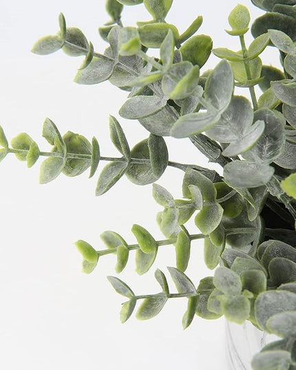 Hollyone Faux Plants Indoor Artificial Mini Potted Plants Plastic Green Plant Small Fake Plants Eucalyptus Decor in Pots for Home Table Room Bathroom Decor