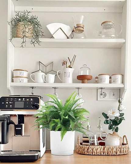Coferset Small Fake Plant 12.2" Fern Potted Artificial Plants for Shelf Desk Home Bathroom Farmhouse Room Office Kitchen Farmhouse Coffee Table Decor
