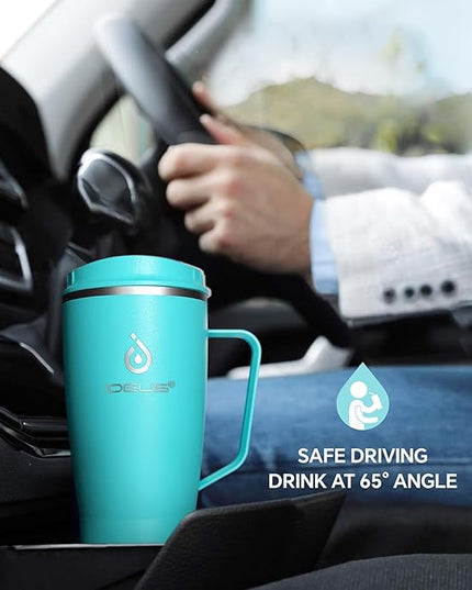 Ideus 32 oz Tumbler with Handle and Straw, Vacuum Insulated Stainless Steel Travel Mug, 100% Leakproof, Cup Holder Friendly, Sky Blue