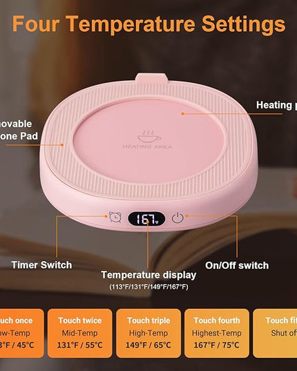 Coffee Mug Warmer & You are Awesome Mug Set, Electric Cup Warmer for Desk, Beverage Warmer with 4 Temperature Setting, 8-Hours Auto Shut Off