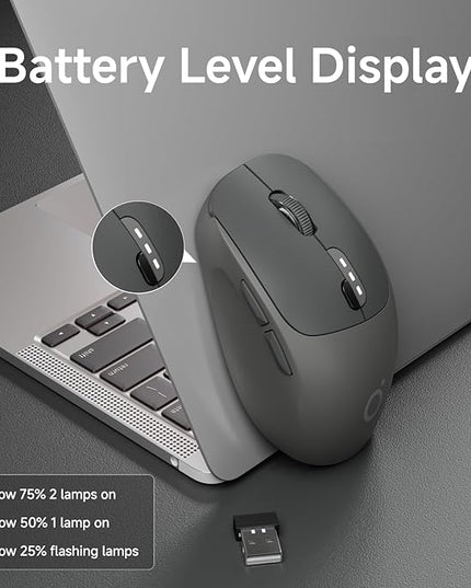 EWEADN Q5 Wireless Mouse, Bluetooth & 2.4G Quiet Computer Mouses with 1600 DPI, Battery Level Display, Ergonomic Office Mouse,6 Button Portable Cute Cordless Mice for Laptop/PC/Mac- Black