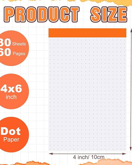 Tenceur 8 Pack Grid Paper Pad 4 x 6 Inch Graph Paper Pad, Graft Paper 30 Sheets Graph Ruled Grid Pad Notebook Notepads Memo Pads Math Grid Note Pad Scratch Pads Assorted Colors(Dot Grid)