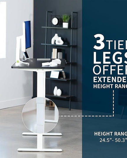 VIVO Electric 55 x 28 in Dual Motor Sit Stand Desk, Memory Height Adjustment, 2B Series, Black Top White Frame, DESK-KIT-2W55B