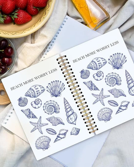 dvhdajed Coastal Seashell Inspirational Spiral Notebook, Ocean Beachy Journaling Notebooks, Coastal Ocean Spiral Journal for Girls Women, Beach Seashell Office School Supplies Gifts, 5.5x8.3 In
