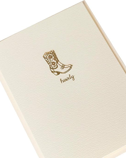 Graphique Cowgirl Boots Cards, Pack of 10 Cards with Envelopes, All Occasion Greetings, Blank Inside, Gold Foil Embossing, La Petite Press Collection Boxed Set, 3.25" x 4.75"