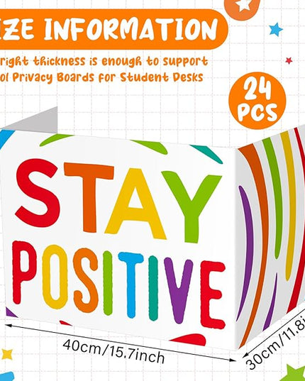 Honoson 24 Pcs Bulk Inspirational Privacy Folders for Students Cardboard Test Privacy Boards Motivational Words Desk Dividers Shield for Classroom School Study Supplies, 6 Styles (Gorgeous)