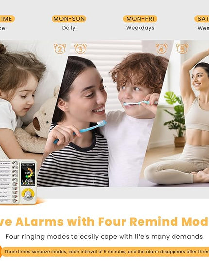 5 IN 1 Visual Timer for Kids/Adults with Chore Chart, ADHD Tools 12/24H Silent Task Timer and Pomodoro Timer, ADHD & Autism Sensory Products, Visual Schedule for Kids Back to School Supplies Off-white
