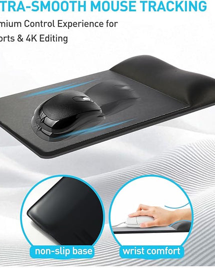 univo colors Design-Wave Wrist Rest Mouce Pad,PE Mouse Sliding Panel+Artificial Sheepskin+Memory Foam+Ergonomic+Anti-Slip Gel,Resilience Support During Work and Gaming,Mouce Accessory,White