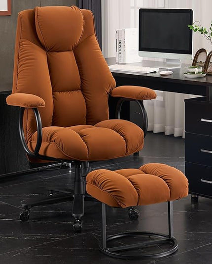 Office Chair Big and Tall, High Back Ergonomic Office Chair with Padded Armrest, 400 lbs,PU Leather (Khaki)