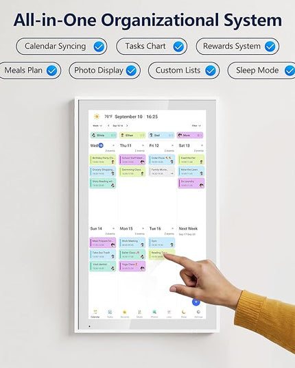 Digital Calendar – 27 Inch Electronic Wall Calendar & Chore Chart, Smart Family Organizer with Interactive Touchscreen Display, Wall Mount in Portrait or Landscape