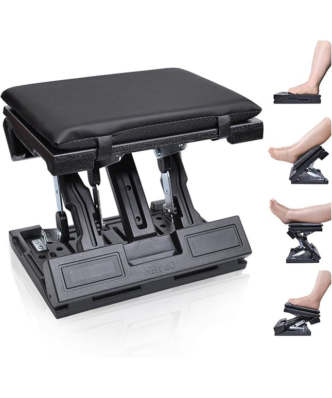 Foot Rest for Under Desk at Work Ergonomic Footrest with Adjustable Height and Angle, Foldable Foot Stool with Removable Pad Massage Beads for Office Gaming Chair Black