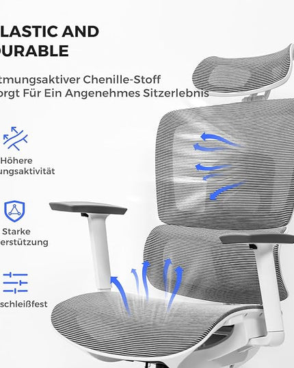 NearHub Ergonomic Office Chair for Big and Tall Max 400Lbs Heavy-Duty Office Gaming Chair with Adjustable Features, High-Back Design, and Premium Comfort for Home Office, EC20