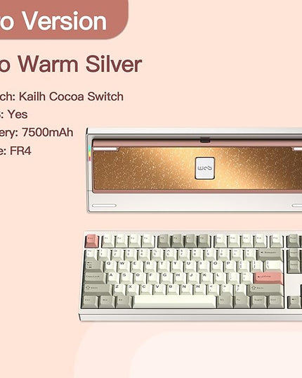 KEEBMONKEY WOBKEY Crush 80 Reboot CNC Aluminum 5-Second Quick-Release Triple-Mode Connectivity Mechanical Keyboard with Superior Acoustics (Pro Champagne Gold)