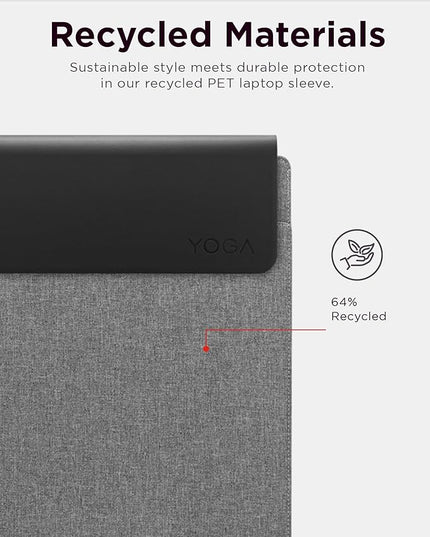 Lenovo Slim Laptop Sleeve 16 Inch Notebook/Tablet - Compatible with MacBook Air/Pro - Eco-Friendly Lightweight Case with Accessory Pocket & Magnetic Closure - Grey