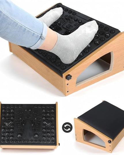 Ergonomic Foot Rest, 4 Adjustable Height Foot Stool,Footrest Under Desk， Flip Over Office Desk Foot Rest, Improving Posture, Promoting Blood Circulation（Natural）