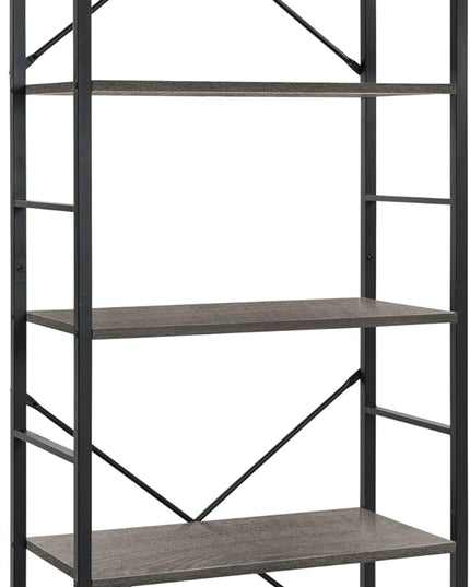CAPHAUS 5 Tier Bookshelf, 24 Inch Width Free Standing Shelf, Bookcase Shelf Storage Organizer, Industrial Book Shelves for Home Office, Living Room, Kitchen, Dark Grey