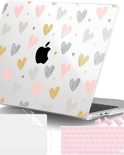 DONGKE for M4 MacBook Air 13.6 Inch Case 2025 2024 2023 2022 Model A3240 A3113 A2681 M3 M2 Chip, Plastic Hard Shell Case Cover with Touch ID for MacBook Air 13 Inch M4 - Hearts