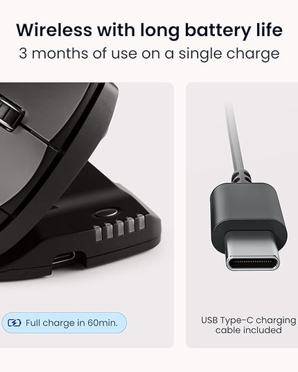 Contour Unimouse Ergonomic Vertical Mouse Adjustable 35°-70° Tilt Angle, 6 Programmable Buttons for Productivity, Customizable Thumb Rest for Wrist Pain Relief | Plug & Play Mac/PC - Wireless - Right