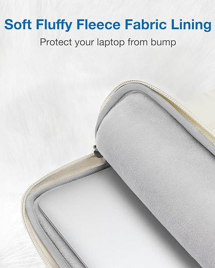 MOSISO Laptop Case 16 inch, 15-15.6 inch Puffy Laptop Sleeve Compatible with MacBook Pro 16 M4 M3 M2 M1, HP Acer Dell Lenovo Notebook, Rectangle Quilted Computer Bag with Handle&Flower Pendant, Sand