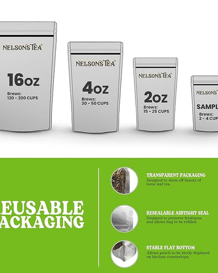 Nelson's Tea Tropical Samplers- 5 Flavors Pack - Blueberry Acai Mojito 1.6 Oz, Cherry Coconut Pineapple 2oz, Coconut Mango Passionfruit 2 Oz, Peach Raspberry Punch 2 Oz, Pineapple Melon Punch 1.1 Oz