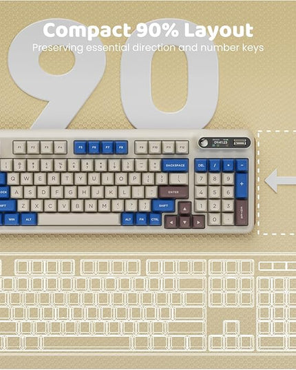 KZZI Z98 Wireless Mechanical Keyboard, Smart Display & Knob, BT5.0/2.4GHz/USB-C, Hot Swappable Custom Keyboard, Pre-lubed Linear Switches, Gasket Mount, RGB Creamy Gaming Keyboard