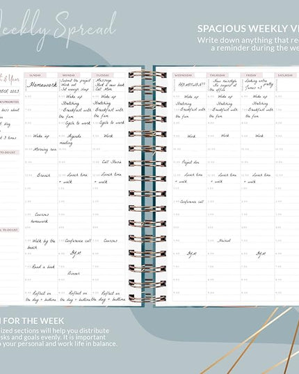 PLANBERRY Hourly Schedule Planner Premium – Undated Journal with Time Slots for Productivity & Budget Organizer, 6.9x8.5″ (Ocean Depths)