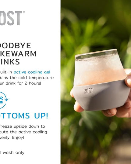 Host Tasting Glass FREEZE, Whiskey Tasting Glasses with Active Cooling Gel, Whiskey Lover Gifts, Gray 6.7oz Set of 2