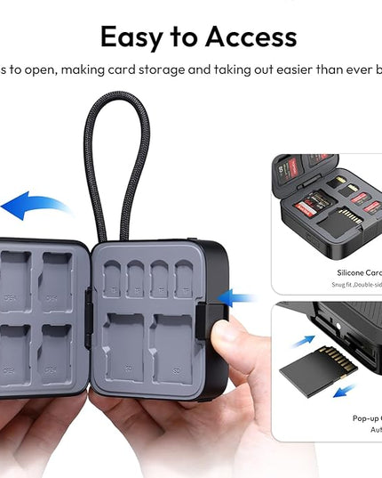 ULANZI CRC10 3-in-1 SD Card Reader Case & Holder, 13-Slot Storage for CFA/SD/TF Cards, USB 3.2 Gen2 10Gbps High-Speed Transfer, Aluminum Alloy Body, Type-C Compatible with Windows/Mac/iOS/Android
