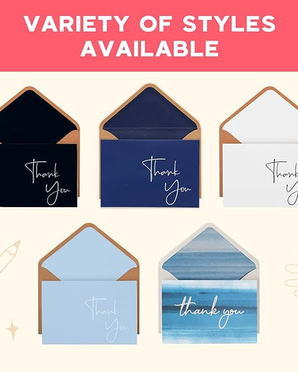 VNS Creations Thank You Cards With Envelopes Bulk Set & Stickers - 100 Pack 4x6 Blank Thank You Notes Bulk Box Set - Large Note Card Small Business, Wedding, Baby Shower & Bridal Shower - Pink