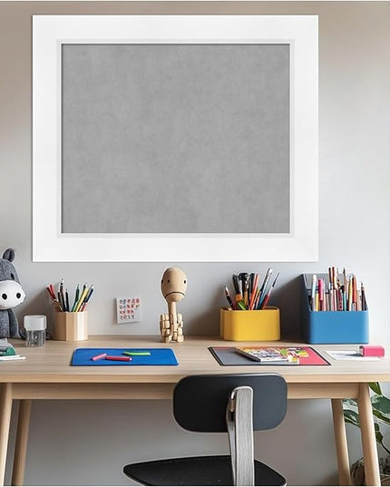 Amanti Art White Framed Magnetic Board 25x29 Medium Vision Board for use with Magnets, 100% Metal Sheet to Display Items as Office Decor or for Home Organization in mudroom, Kitchen or Kids Room
