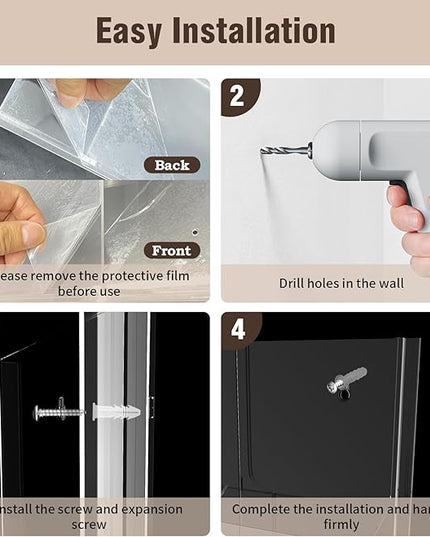 Acrylic Brochure Pamphlet Holder, 2 Magazine Holders and 4 Pamphlet Holders, Clear Brochure Display Holder Wall Mount, Trifold Flyer Rack, Literature Storage Rack for Home, Office, Waiting Room