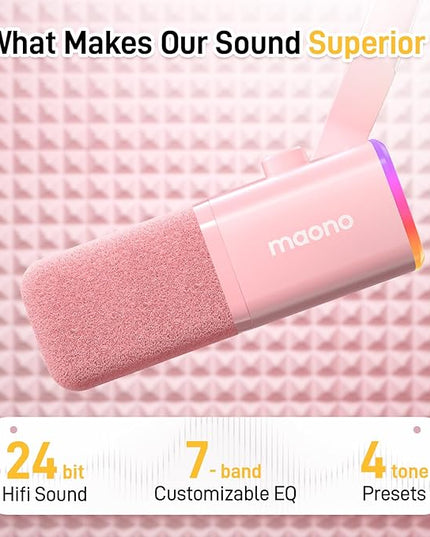 MAONO XLR/USB Gaming Microphone Kit: Dynamic PC Mic for Streaming Podcasting, Software Support, Mute Button, Gain Control, RGB Computer Mic with Boom Arm Stand, for Recording, PS4/PS5, PD100XS Pink