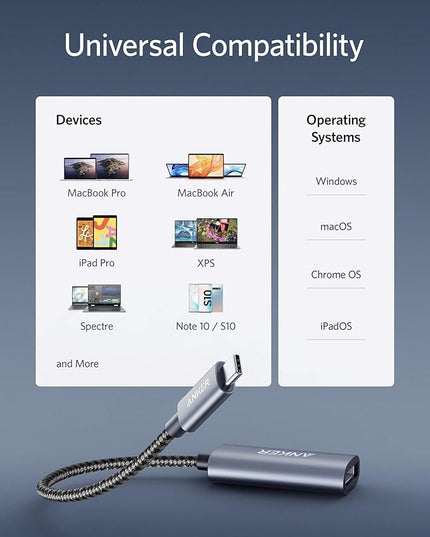 Anker USB C to DisplayPort Adapter for Home Office (4K@60Hz), PowerExpand+ Aluminum Portable USB C Adapter, for MacBook Pro, MacBook Air, iPad Pro, XPS 15/13, Spectre, Surface, and More