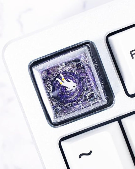 Cool Purple Galaxy White Astronaut Artisan Keycap R1 SA Profile Custom Astronauts Keycaps 1U ESC Handmade Gaming Resin Key Cap Cherry MX Switch Compatible Mechanical Keyboard Space Lover Gift