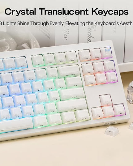 EPOMAKER Lusterfly Jelly Keycaps Set - 123 Keys Double-Shot Laser Engraved, MDA Profile, ABS+PC, Non-Shine-Through, MX-Compatible for 61/68/84/87/98/100/104-Key Mechanical Keyboard (White)