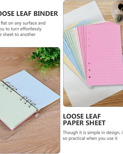 Sosoport 2pcs Loose Leaf Paper Refill Ring Notepad Lined Stationery for Students Smooth Writing Pages for School and Office Use