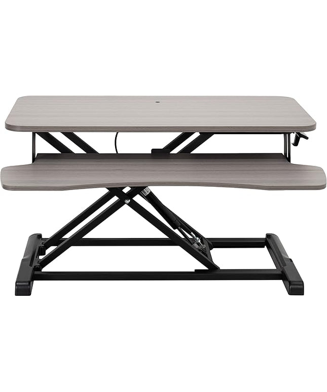 VIVO 32 inch Desk Converter, K Series, Height Adjustable Sit to Stand Riser, Dual Monitor and Laptop Workstation with Wide Keyboard Tray, Gray Top, Black Frame, DESK-V000KG