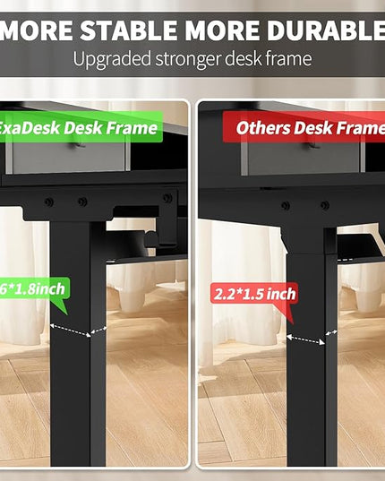 48 * 30 Inches Electric Standing Widened Desk Adjustable Height with 4 Drawers, Double Storage Shelves, Home Office Workstation Sit Stand up Desk (Classical Black)