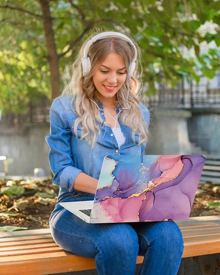CISSOOK Compatible with MacBook Air 13.6 inch Case 2025 2024 2022 Release M4 M3 M2 Chip, Marble Plastic Hard Shell Case Keyboard Cover for MacBook Air 13.6 inch A3240 A3113 A2681, Purple Marble